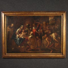 17th Century Oil on Canvas Genoese Painting Adoration of the Magi, 1650