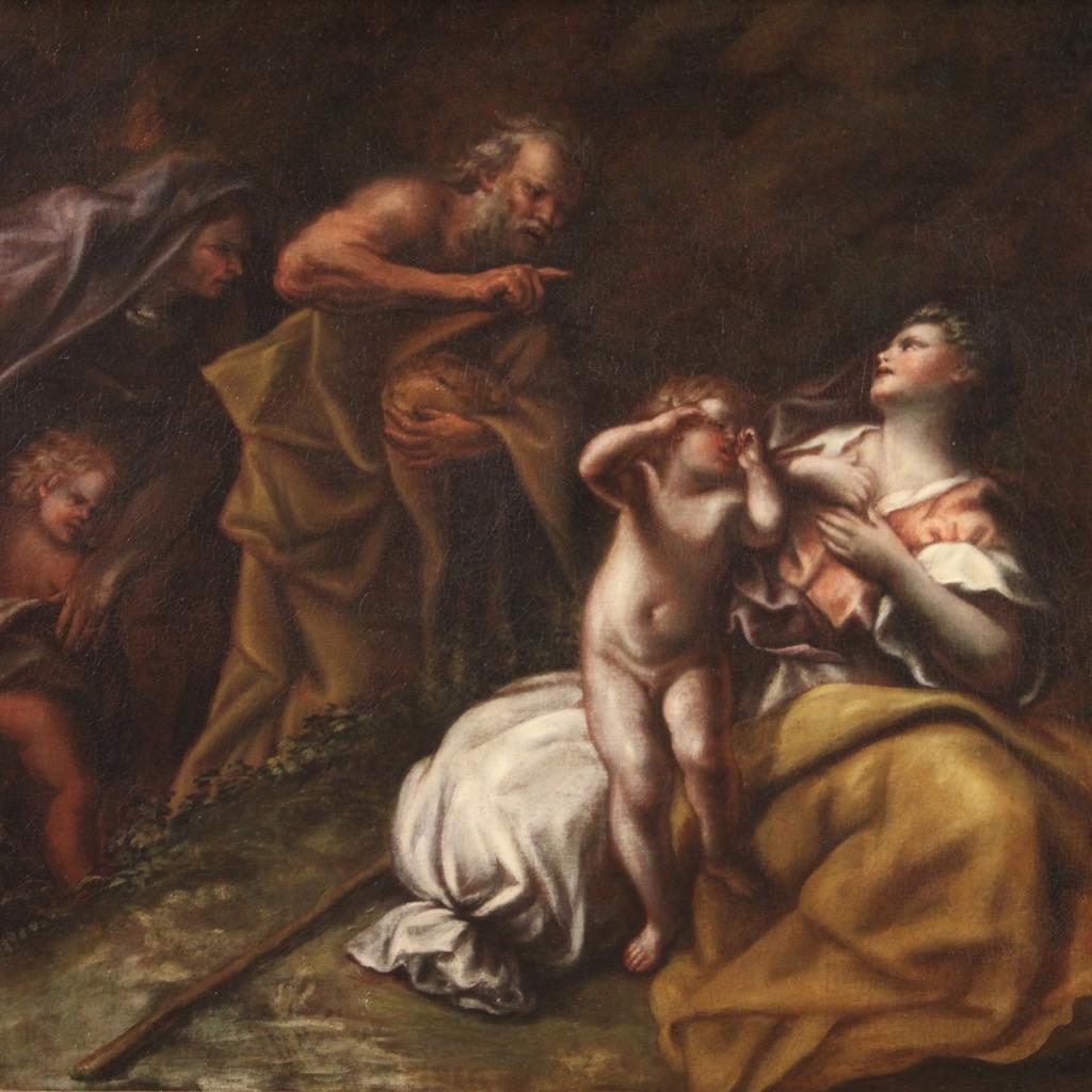 siglo XVII Óleo sobre lienzo Pintura bíblica antigua italiana Abraham, 1660 - Portrait Painting Black de Unknown