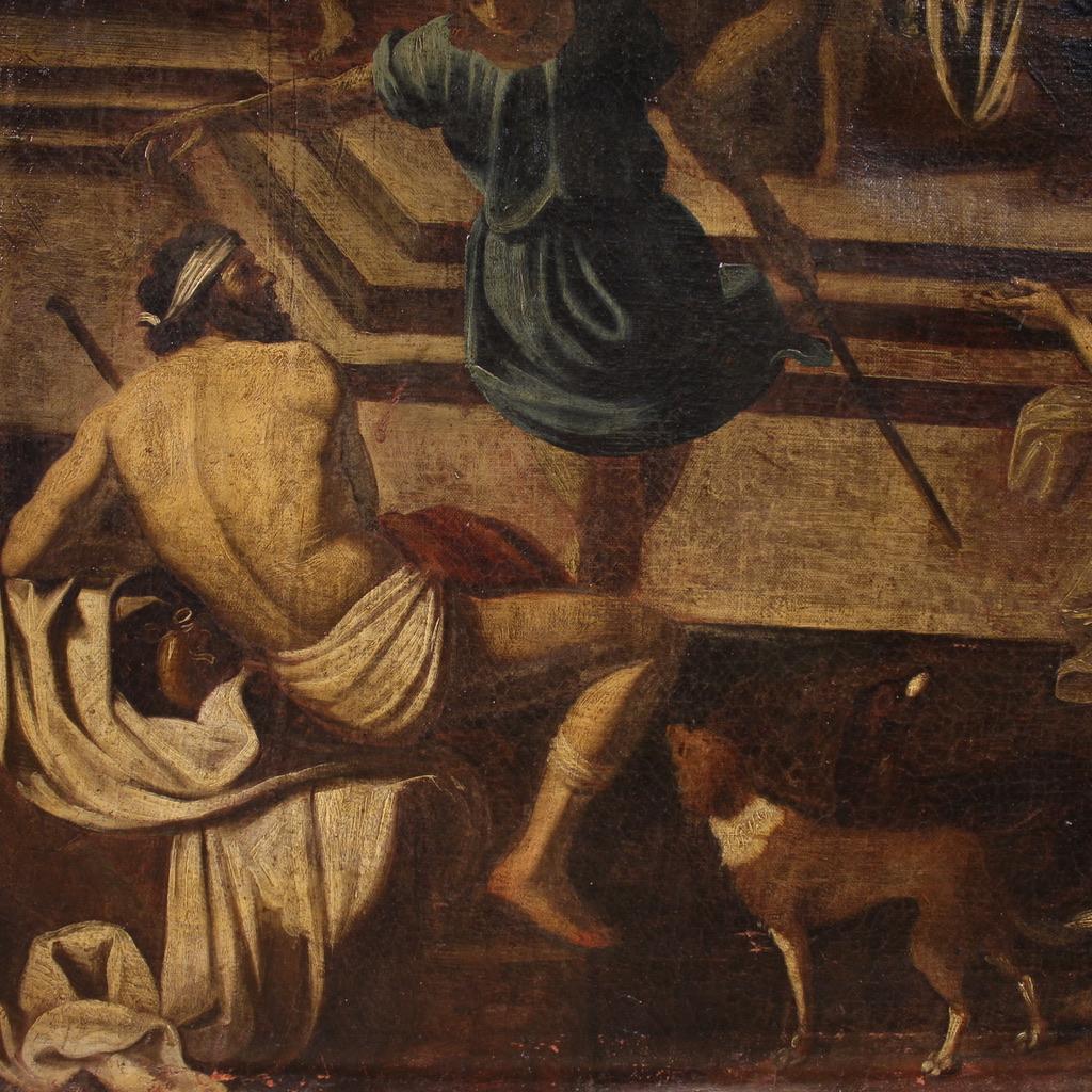17th Century Oil on Canvas Italian Antique Biblical Painting Herod's Banquet 4