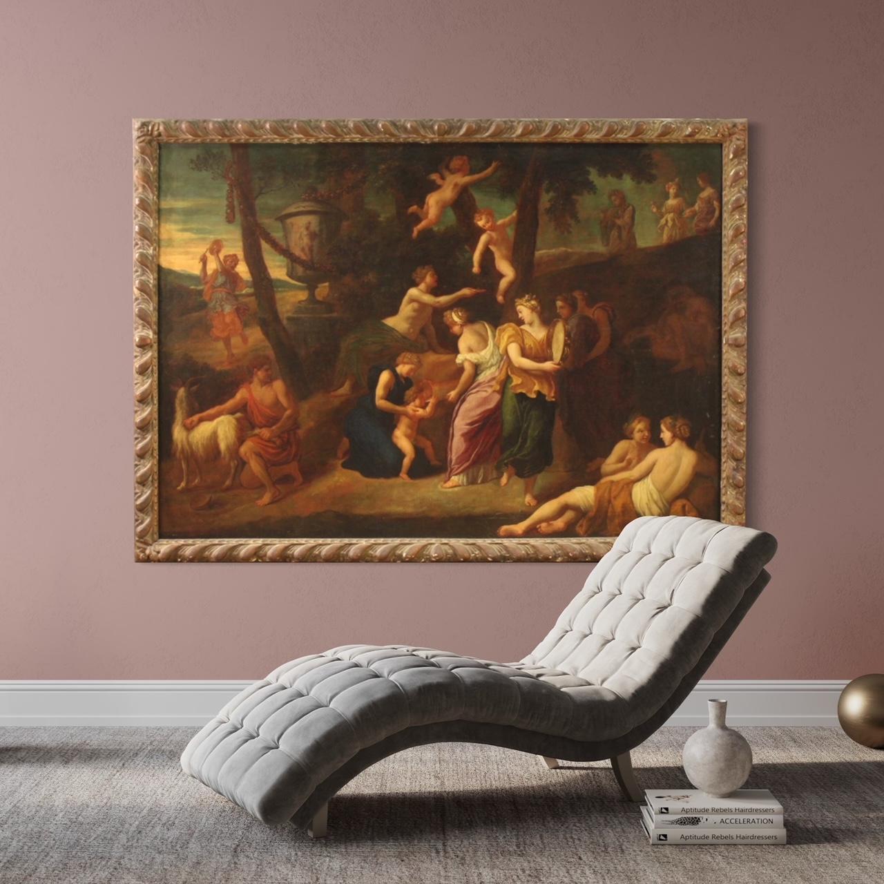 17th Century Oil on Canvas Italian Antique Mythological Painting, 1670 - Figurative Painting Black di Unknown