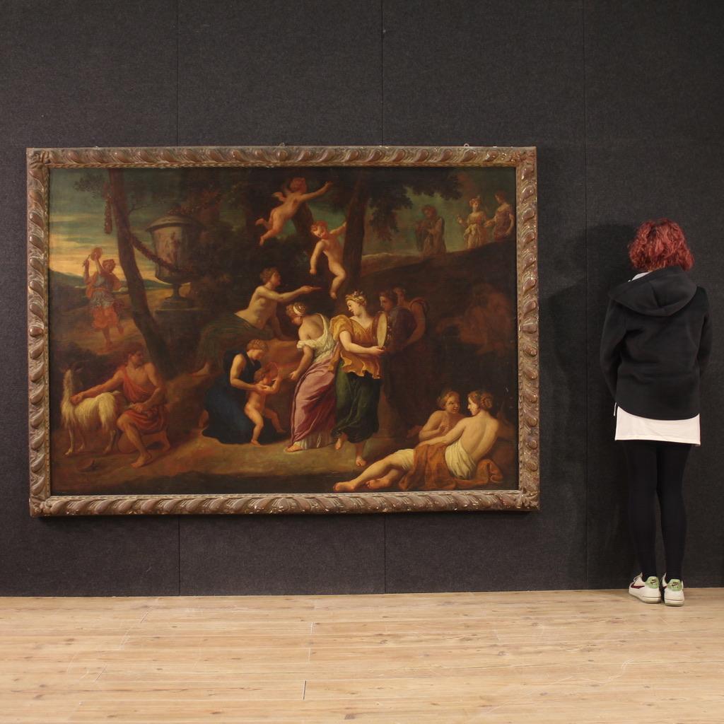 17th Century Oil on Canvas Italian Antique Mythological Painting, 1670 in vendita 3
