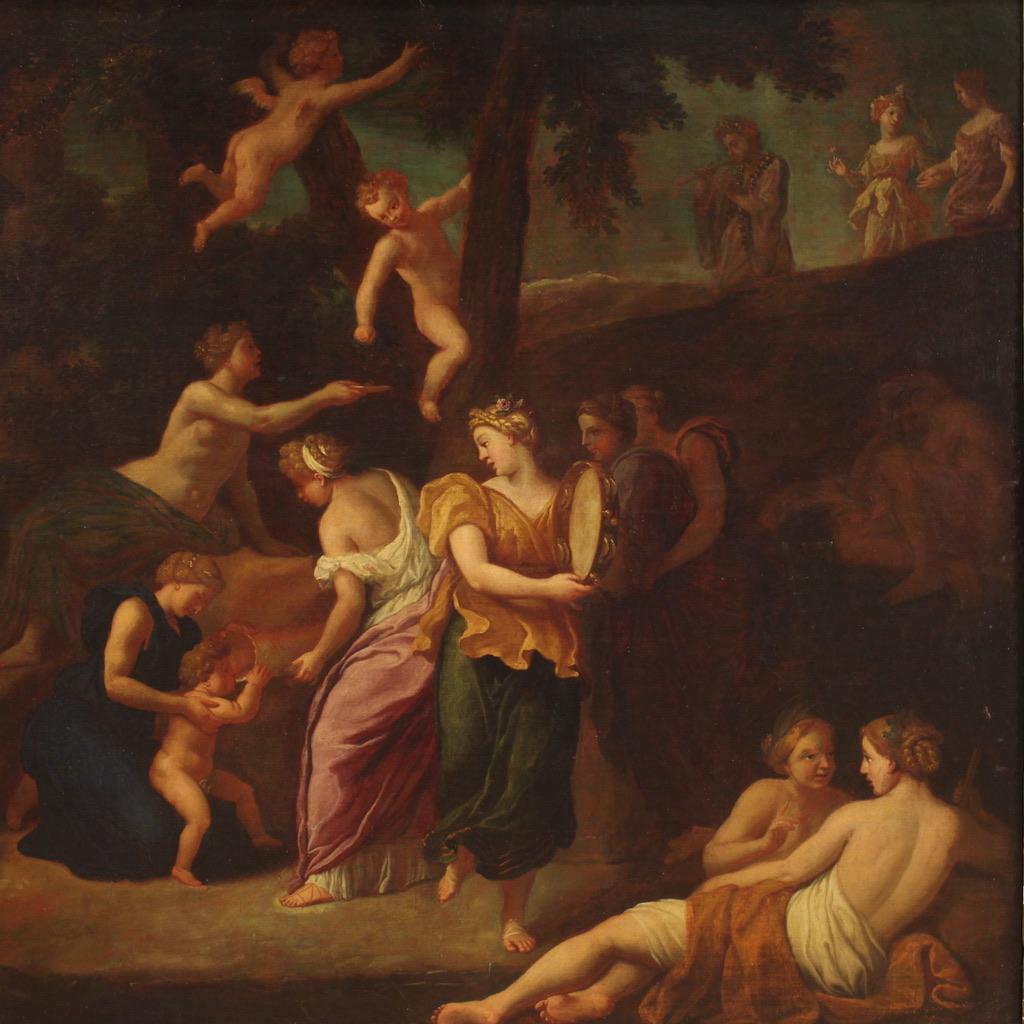 17th Century Oil on Canvas Italian Antique Mythological Painting, 1670 in vendita 6
