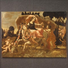 17th Century Oil on Canvas Italian Antique Mythological Painting Rape Of Europa