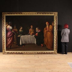 huile sur toile du 17e siècle Peinture ancienne italienne Le festin d'Hérode, 1670