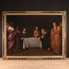 huile sur toile du 17e siècle Peinture ancienne italienne Le festin d'Hérode, 1670