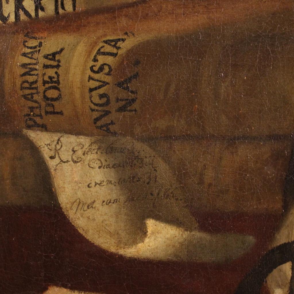 óleo sobre lienzo del siglo XVII Pintura antigua italiana Retrato de una anciana, 1680 7