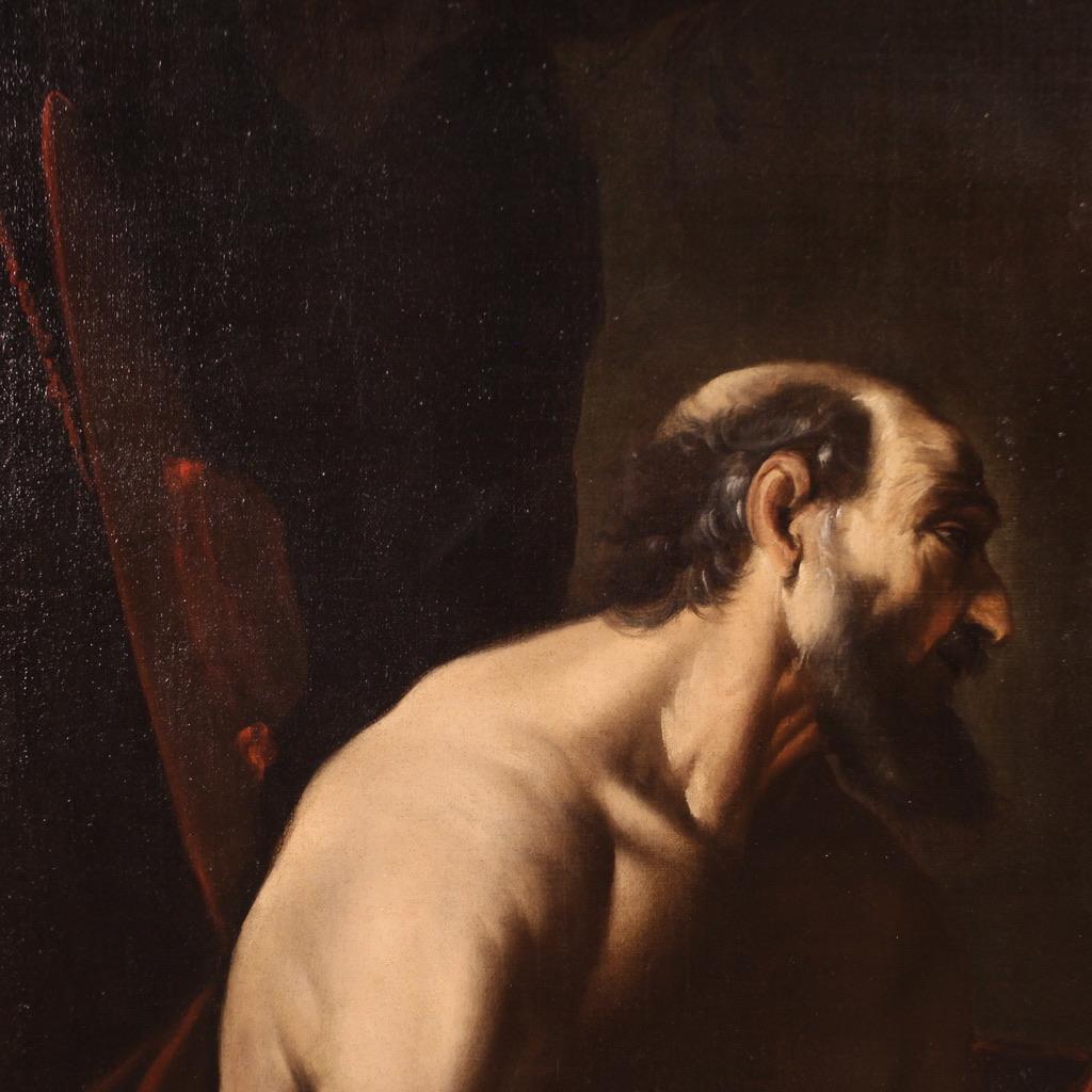 siglo XVII Óleo sobre Lienzo Pintura Religiosa Antigua Italiana San Jerónimo, 1630 7