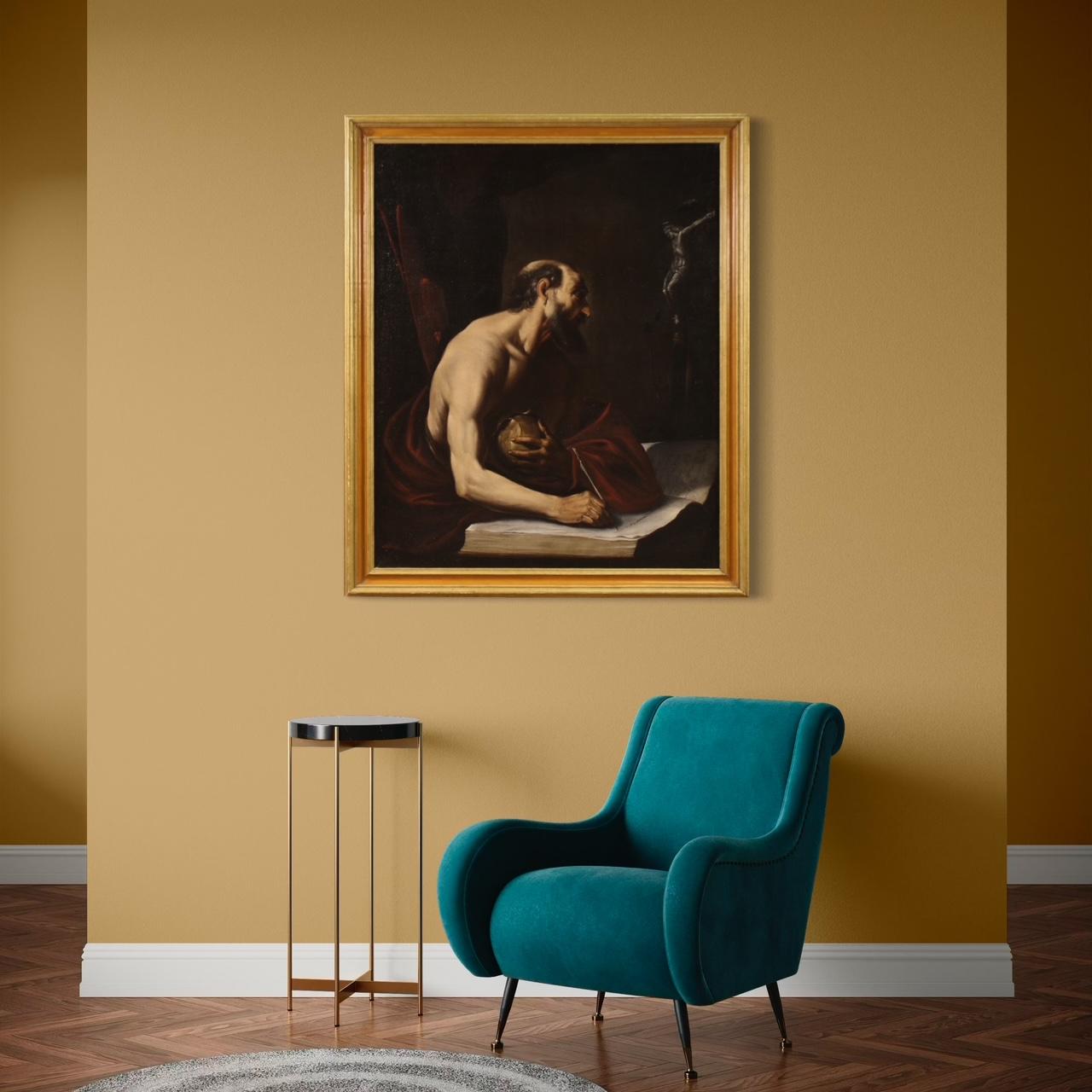 siglo XVII Óleo sobre Lienzo Pintura Religiosa Antigua Italiana San Jerónimo, 1630 10