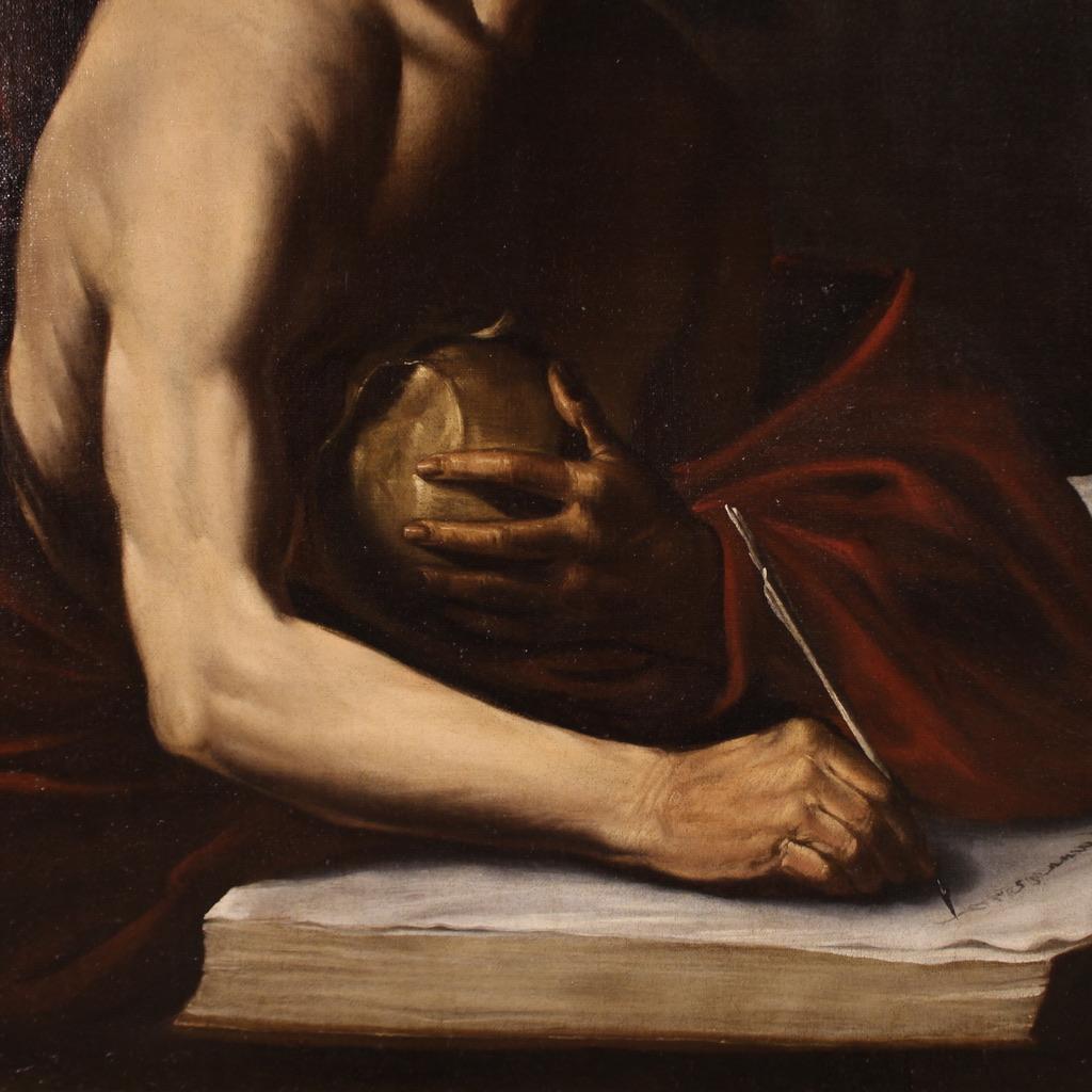 siglo XVII Óleo sobre Lienzo Pintura Religiosa Antigua Italiana San Jerónimo, 1630 1