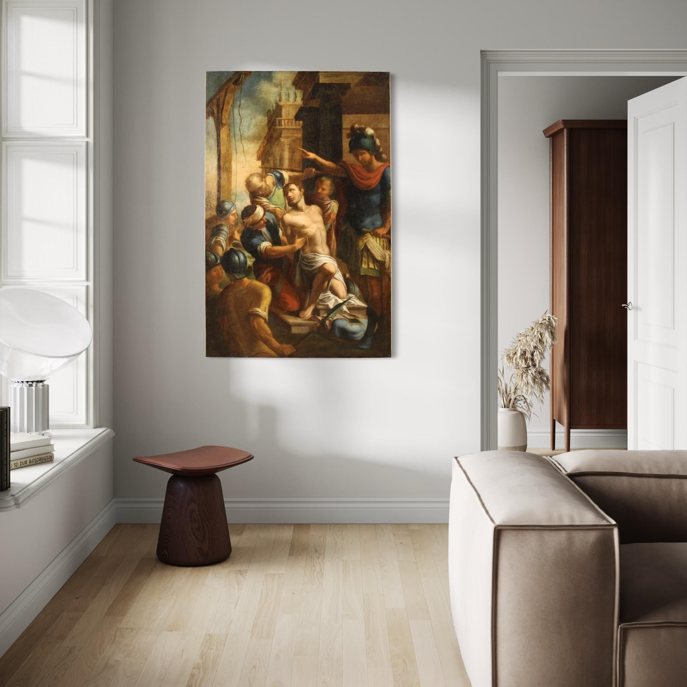 Huile sur toile du 17e siècle Peinture religieuse ancienne italienne Saint Sébastien en vente 9