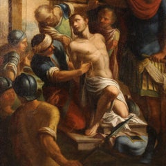 Olio su tela del XVII secolo - Dipinto religioso antico italiano San Sebastiano
