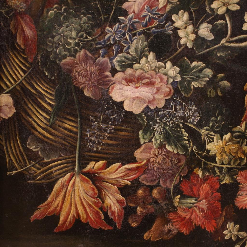 óleo sobre lienzo del siglo XVII Pintura antigua italiana de bodegón, 1680 11