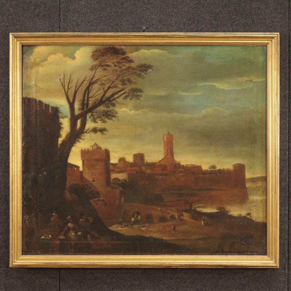 Unknown Landscape Painting �– 17. Jahrhundert Öl auf Leinwand Italienisches Landschaftsgemälde, 1670