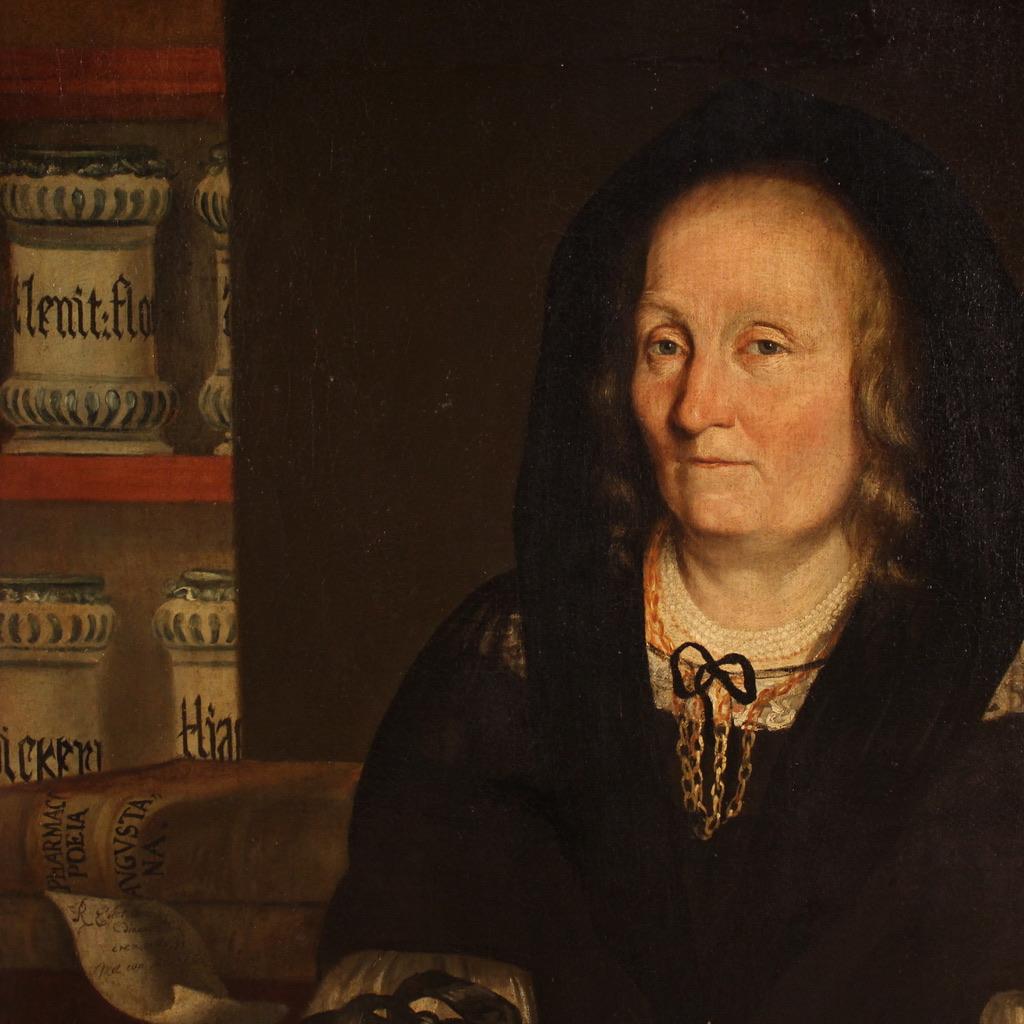 17th Century Oil on Canvas Italian Oil on Canvas Portrait Painting, 1680 in vendita 8