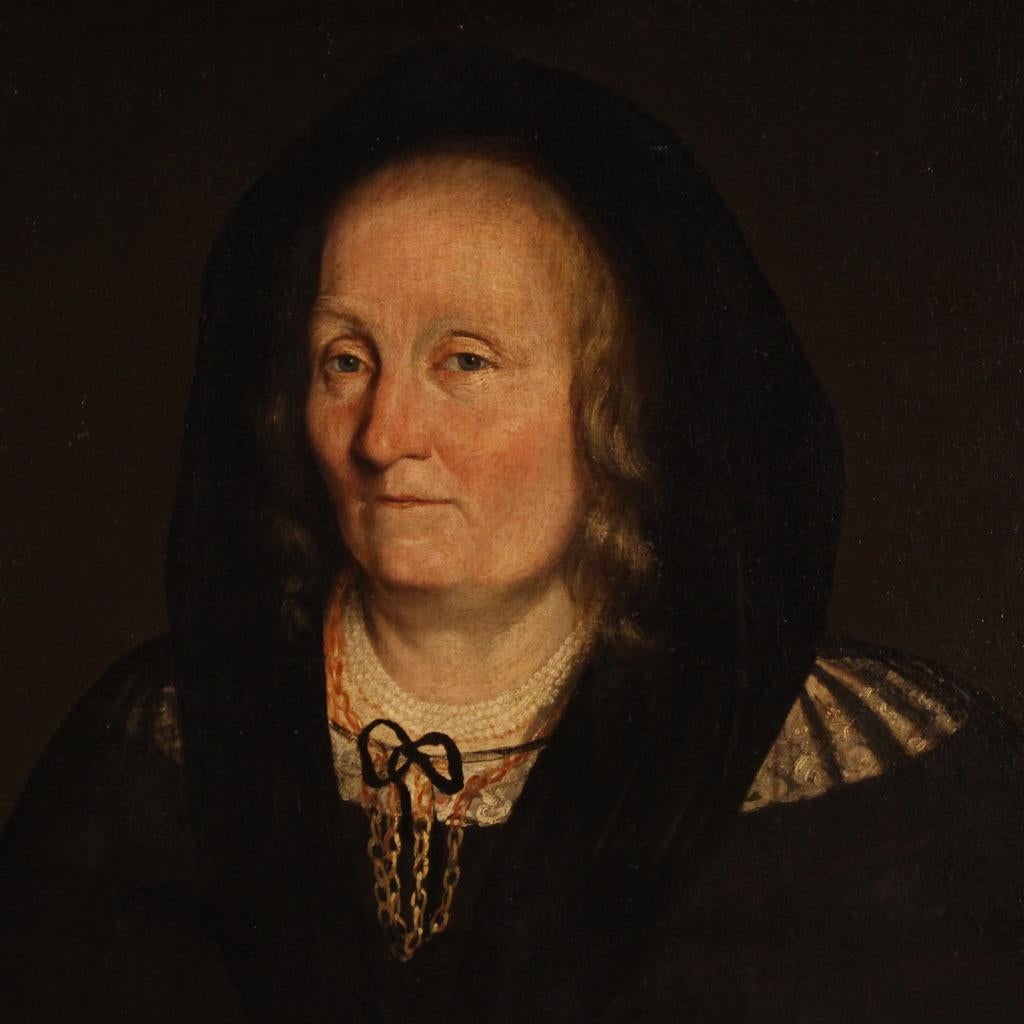 17th Century Oil on Canvas Italian Oil on Canvas Portrait Painting, 1680 in vendita 10
