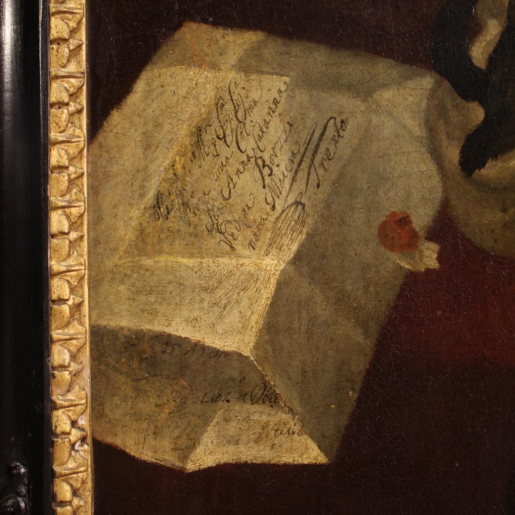 17th Century Oil on Canvas Italian Oil on Canvas Portrait Painting, 1680 in vendita 3