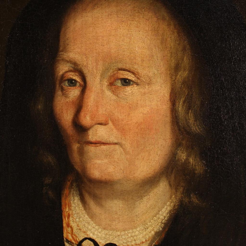 17th Century Oil on Canvas Italian Oil on Canvas Portrait Painting, 1680 in vendita 4