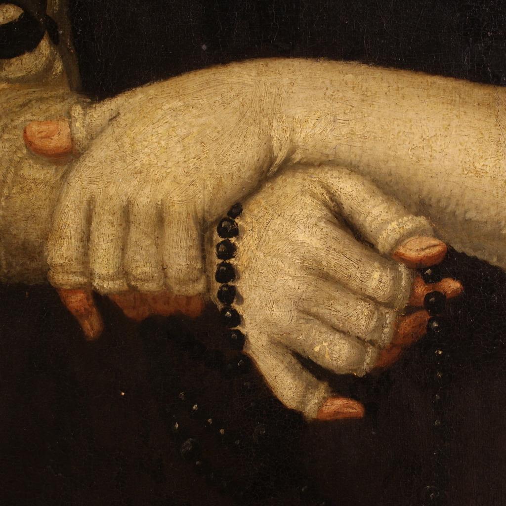 17th Century Oil on Canvas Italian Oil on Canvas Portrait Painting, 1680 in vendita 5