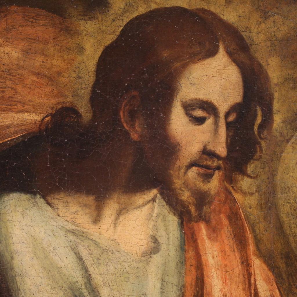 17. Jahrhundert Öl auf Leinwand Italienisches Gemälde Christus erscheint der Heiligen Katharina im Angebot 7