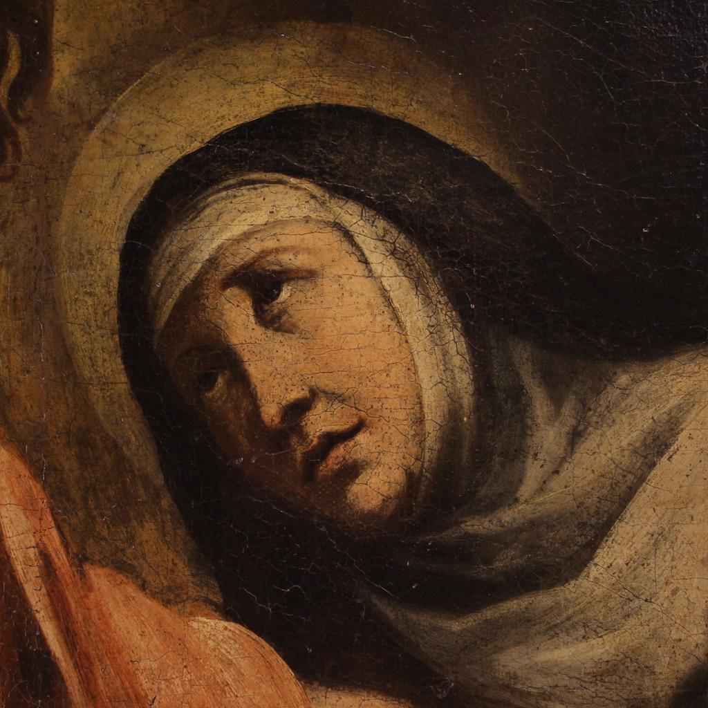 17. Jahrhundert Öl auf Leinwand Italienisches Gemälde Christus erscheint der Heiligen Katharina im Angebot 9