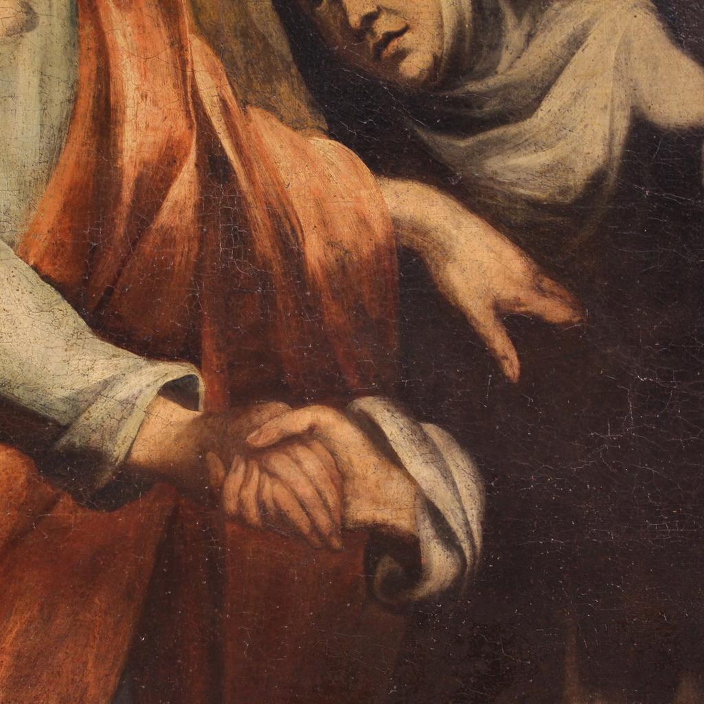 17. Jahrhundert Öl auf Leinwand Italienisches Gemälde Christus erscheint der Heiligen Katharina im Angebot 4