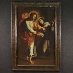 17. Jahrhundert Öl auf Leinwand Italienisches Gemälde Christus erscheint der Heiligen Katharina