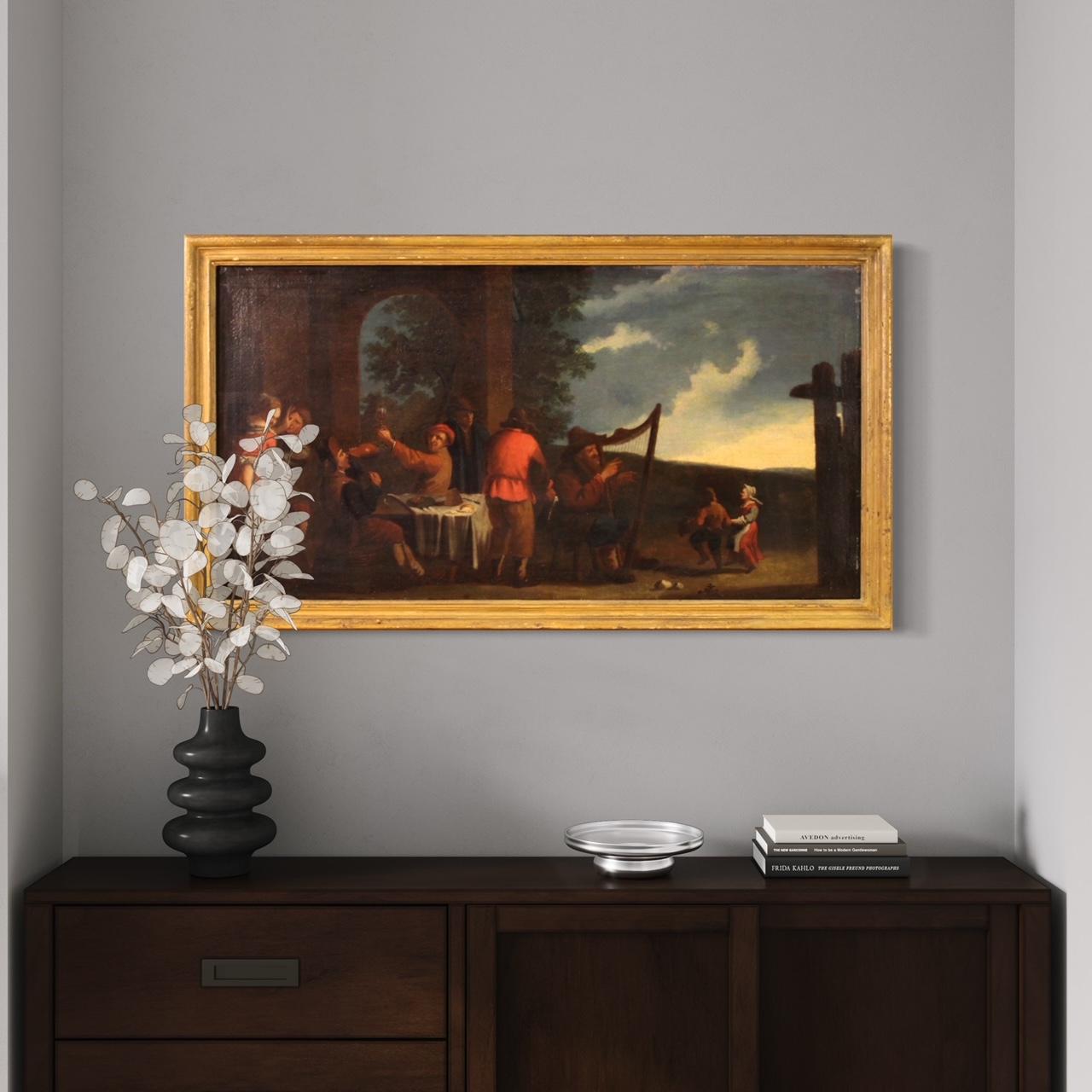 17. Jahrhundert Öl auf Leinwand Italienische Malerei Genreszene Bamboccioni, 1650 im Angebot 11