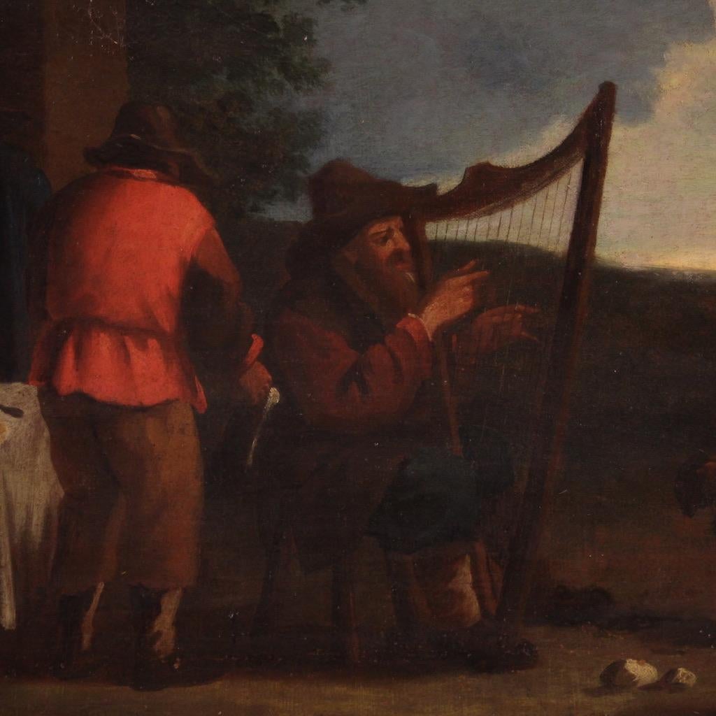 17. Jahrhundert Öl auf Leinwand Italienische Malerei Genreszene Bamboccioni, 1650 im Angebot 3