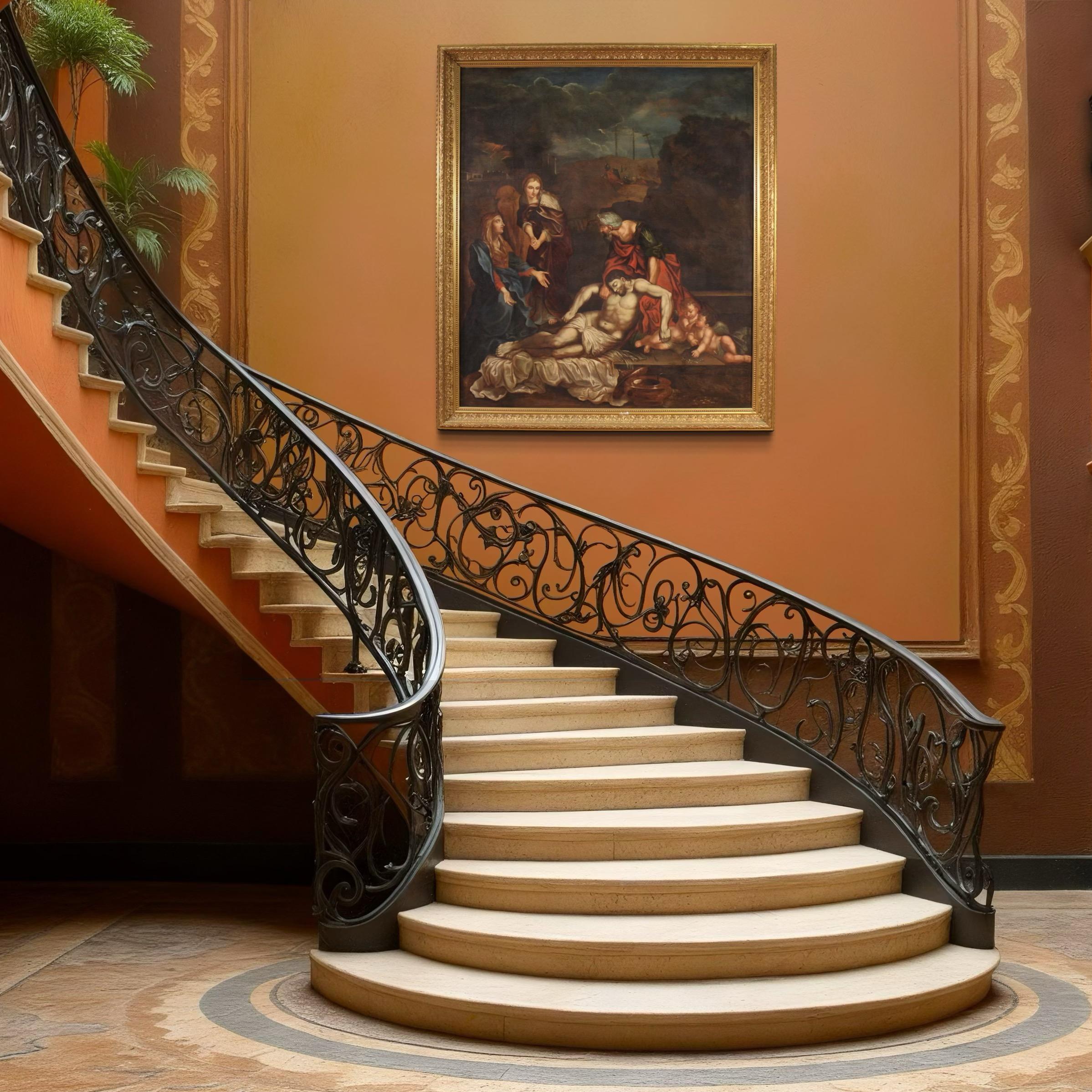 17th Century Oil on Canvas Italian Painting Lamentation over the Dead Christ im Angebot 10