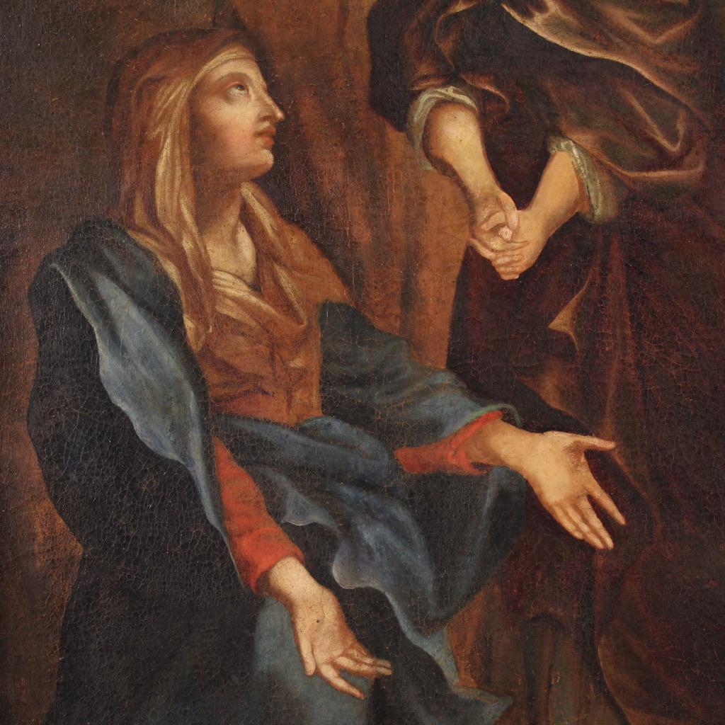 17th Century Oil on Canvas Italian Painting Lamentation over the Dead Christ im Angebot 12