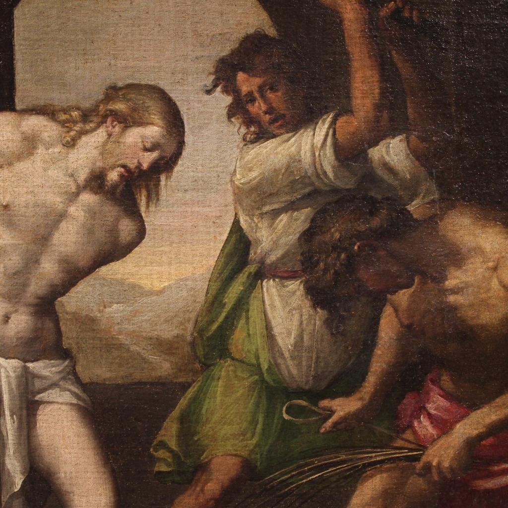 17. Jahrhundert Öl auf Leinwand Italienisch religiöse Malerei Christus Geißelung, 1630 im Angebot 7