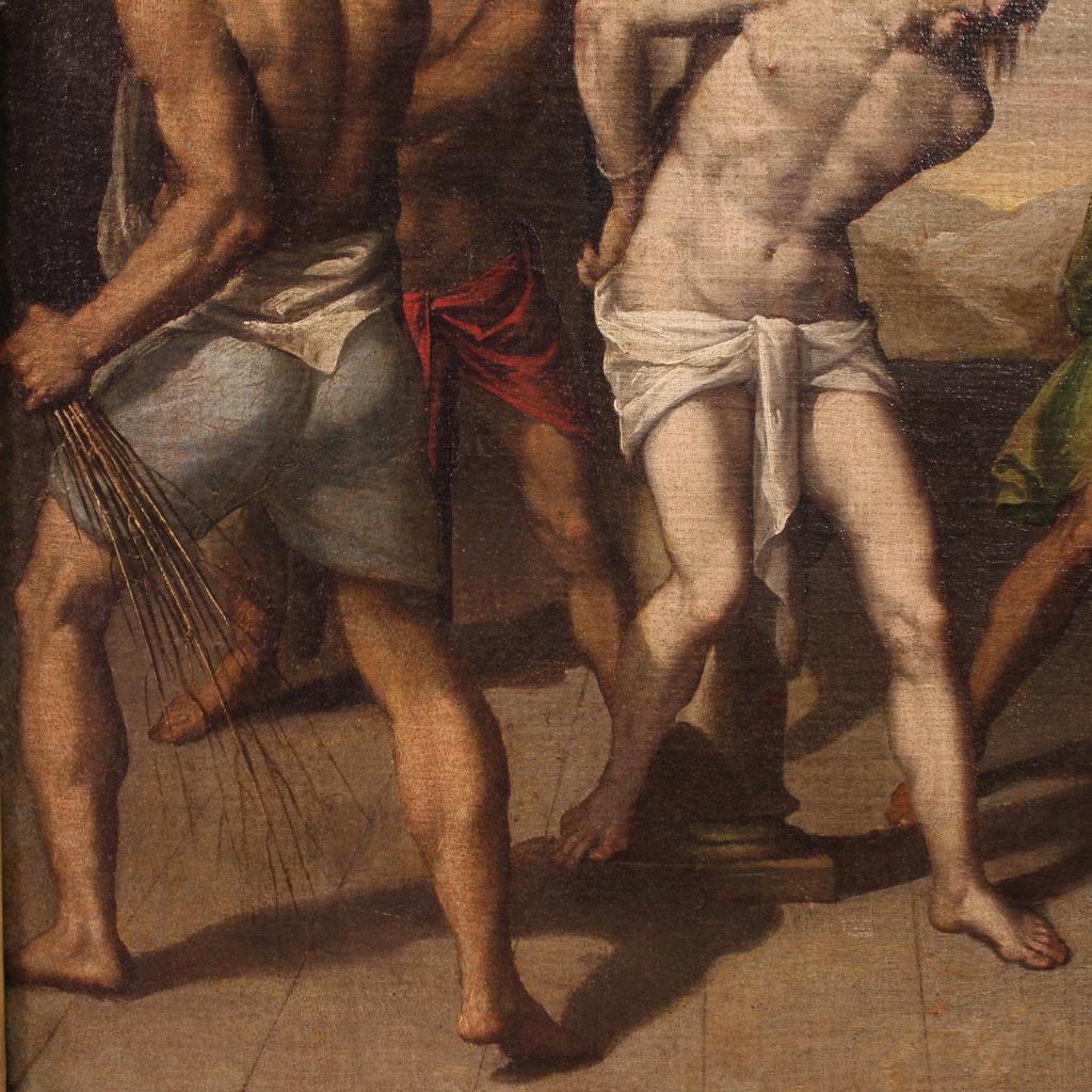 17. Jahrhundert Öl auf Leinwand Italienisch religiöse Malerei Christus Geißelung, 1630 im Angebot 8