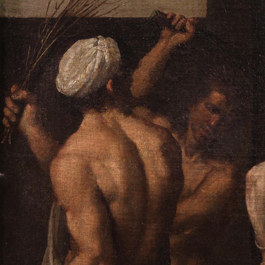 17. Jahrhundert Öl auf Leinwand Italienisch religiöse Malerei Christus Geißelung, 1630 im Angebot 10