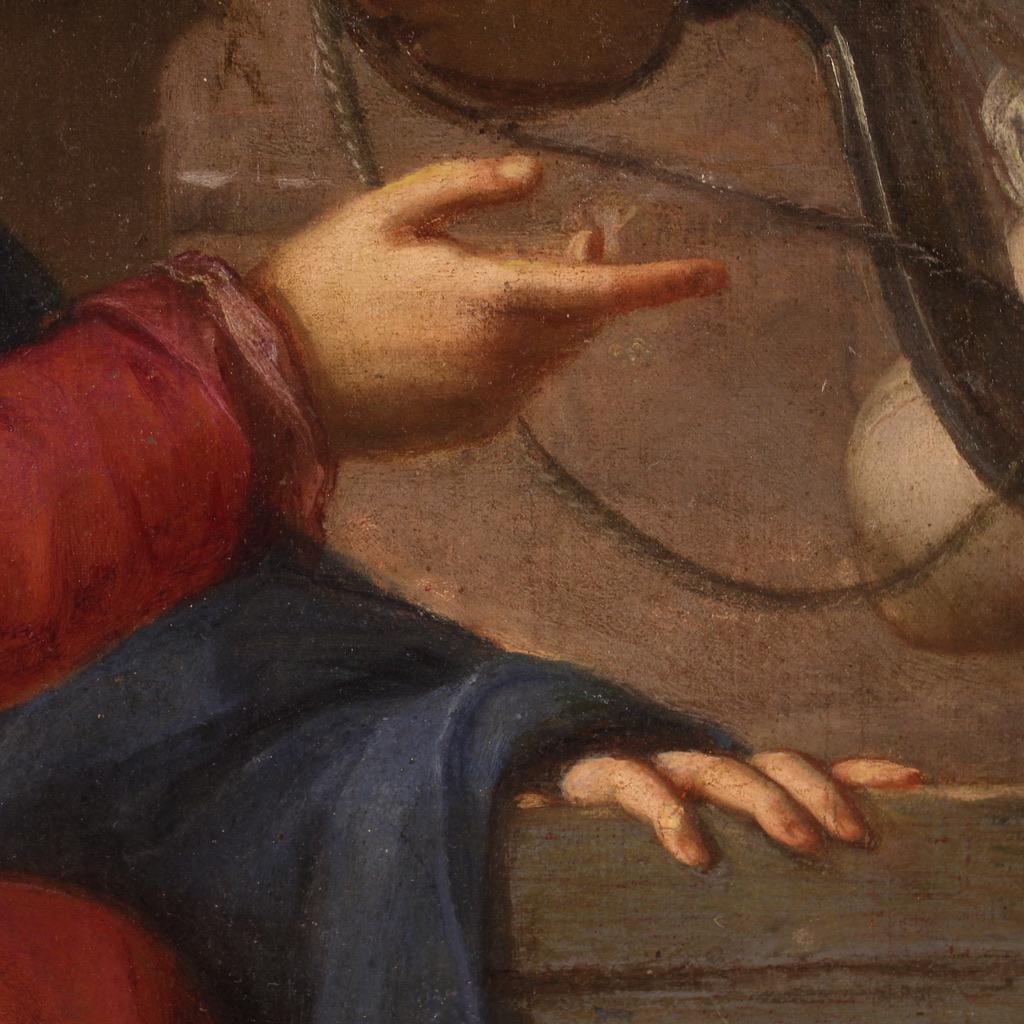 17th Century Oil on Canvas Italian Religious Painting Jesus and the Samaritan For Sale 12