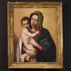 huile sur toile du 17e siècle Peinture religieuse italienne Madone à l'enfant, 1650