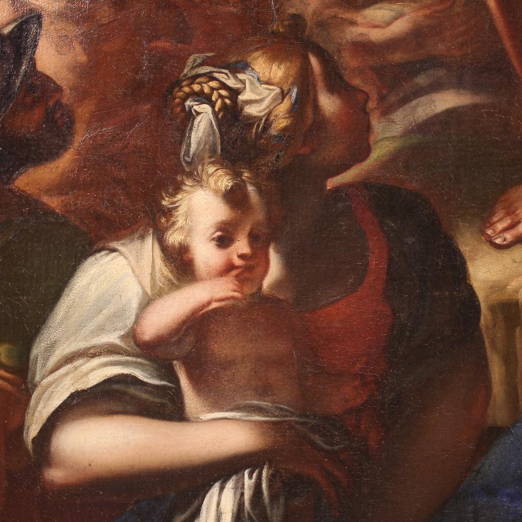 17th Century Oil on Canvas Italian Religious Painting Sermon of St. John, 1620 For Sale 11