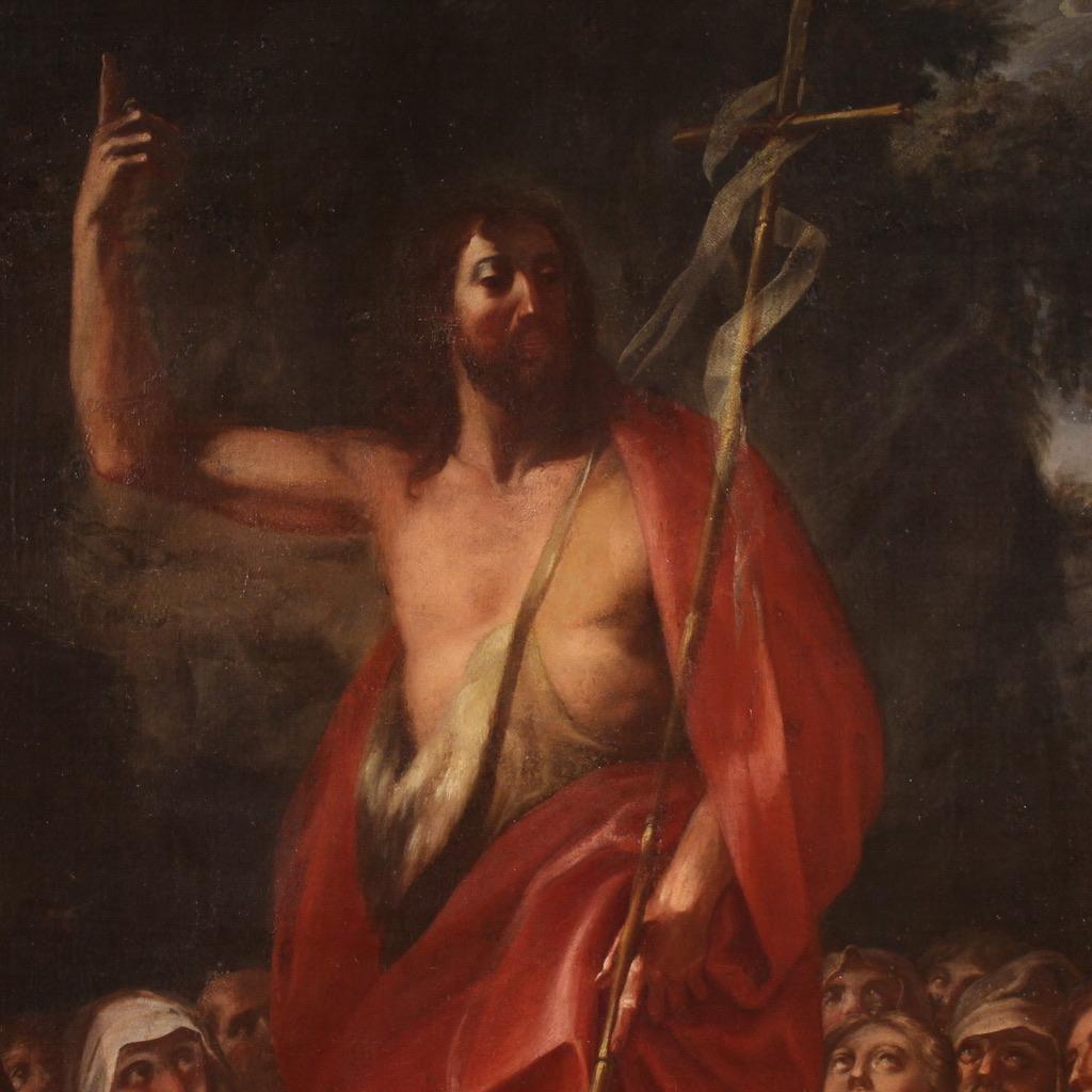 17th Century Oil on Canvas Italian Religious Painting Sermon of St. John, 1620 For Sale 1
