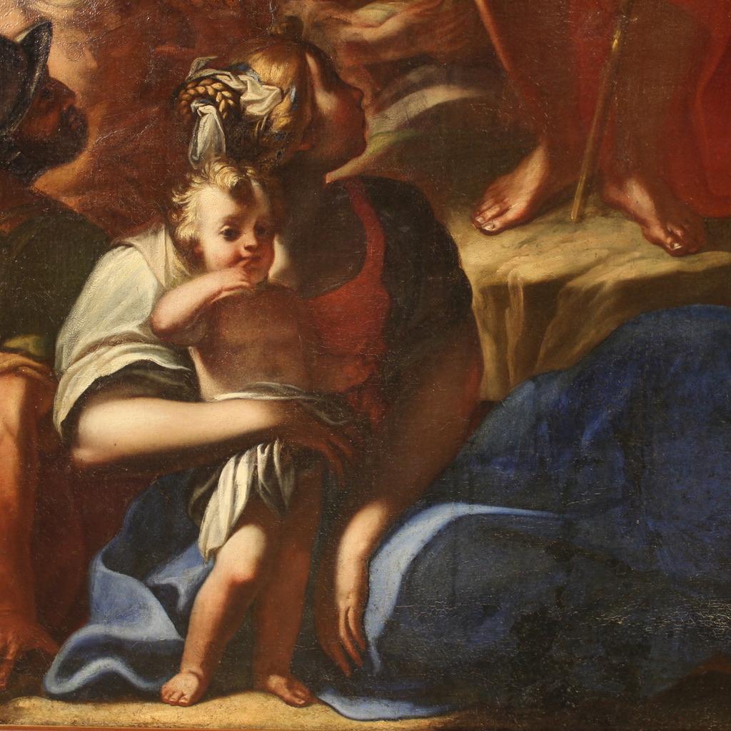 17th Century Oil on Canvas Italian Religious Painting Sermon of St. John, 1620 For Sale 2