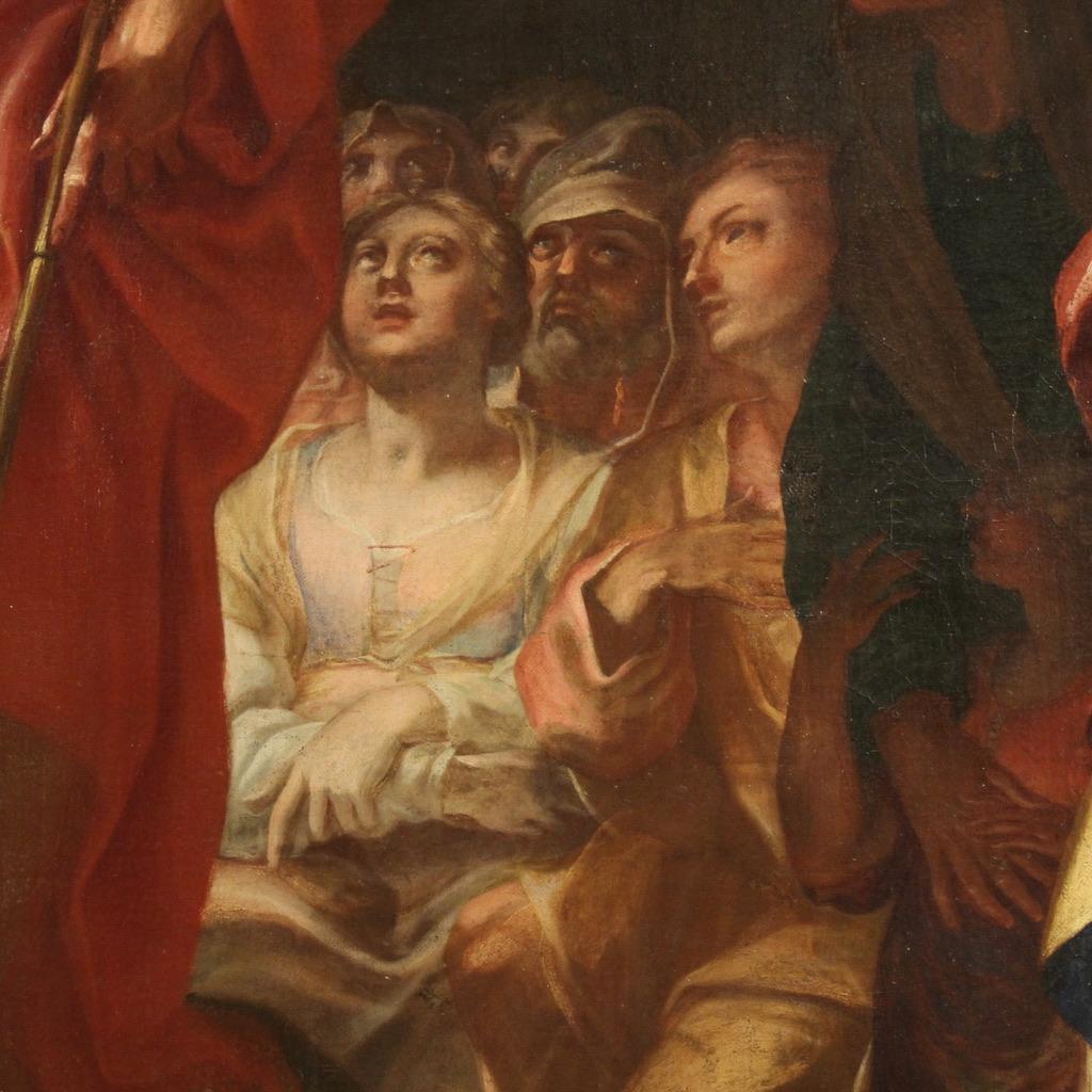 17th Century Oil on Canvas Italian Religious Painting Sermon of St. John, 1620 For Sale 4