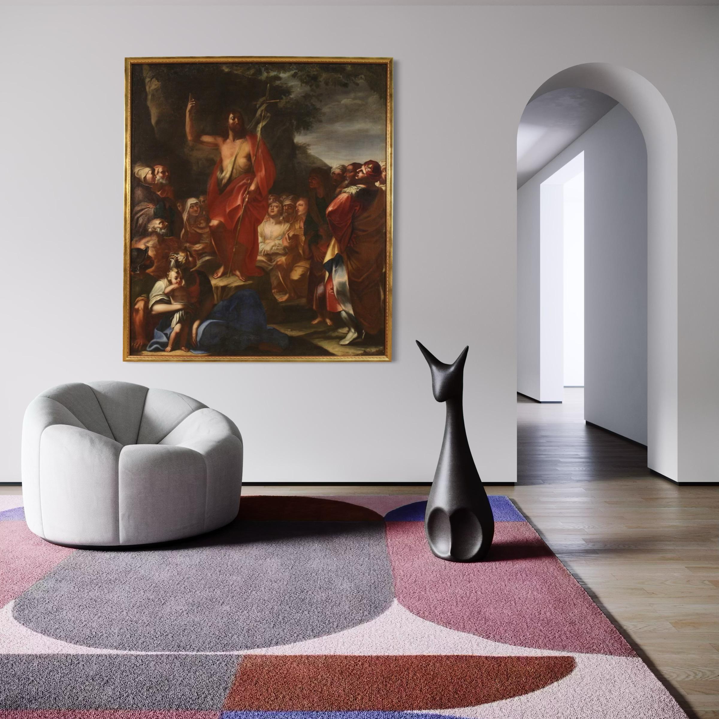 17th Century Oil on Canvas Italian Religious Painting Sermon of St. John, 1620 For Sale 6