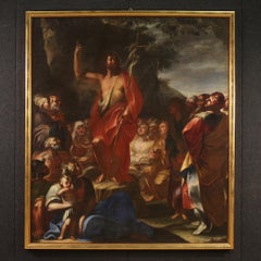17th Century Oil on Canvas Italian Religious Painting Sermon of St. John, 1620