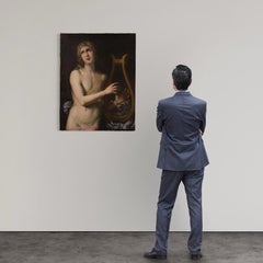 17th-Century Oil on Canvas Italian Mythological Painting: Apollo Playing the Lyre