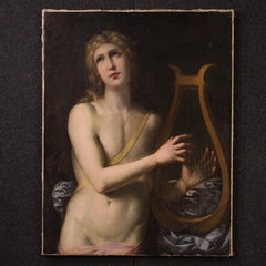 17th-Century Oil on Canvas Italian Mythological Painting: Apollo Playing the Lyre