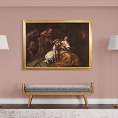 17th Century Oil on Canvas Painting Abraham sending away Hagar and Ishmael, 1660