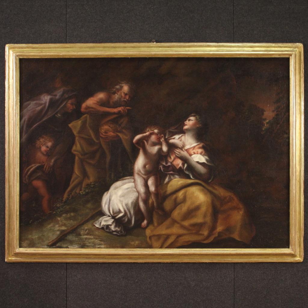 Unknown Figurative Painting - 17th Century Oil on Canvas Painting Abraham sending away Hagar and Ishmael, 1660