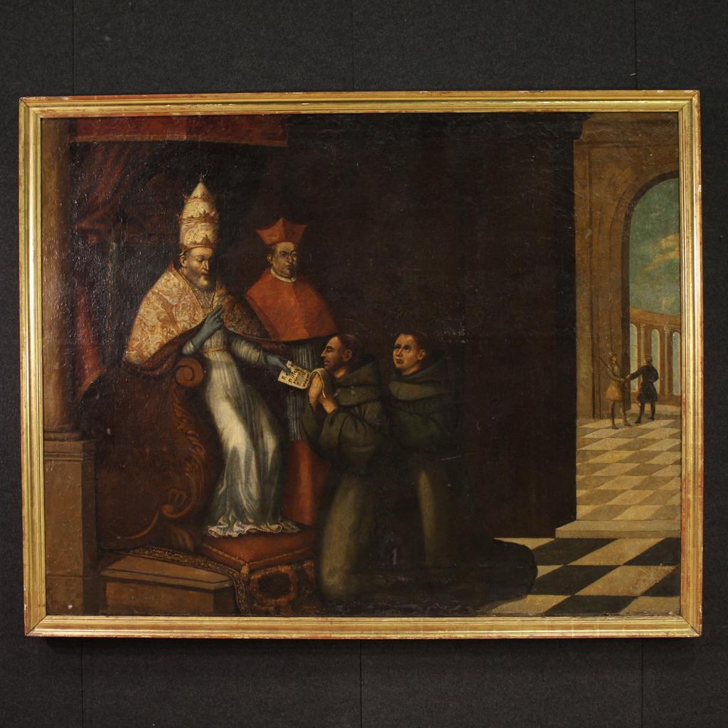 Landscape Painting Unknown - huile sur toile du 17e siècle Peinture ancienne religieuse espagnole, 1680