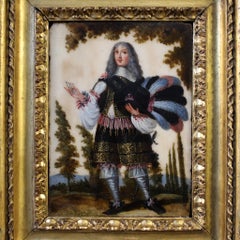 17th Century Oil on Marble South American Nobleman Portrait Painting, 1680