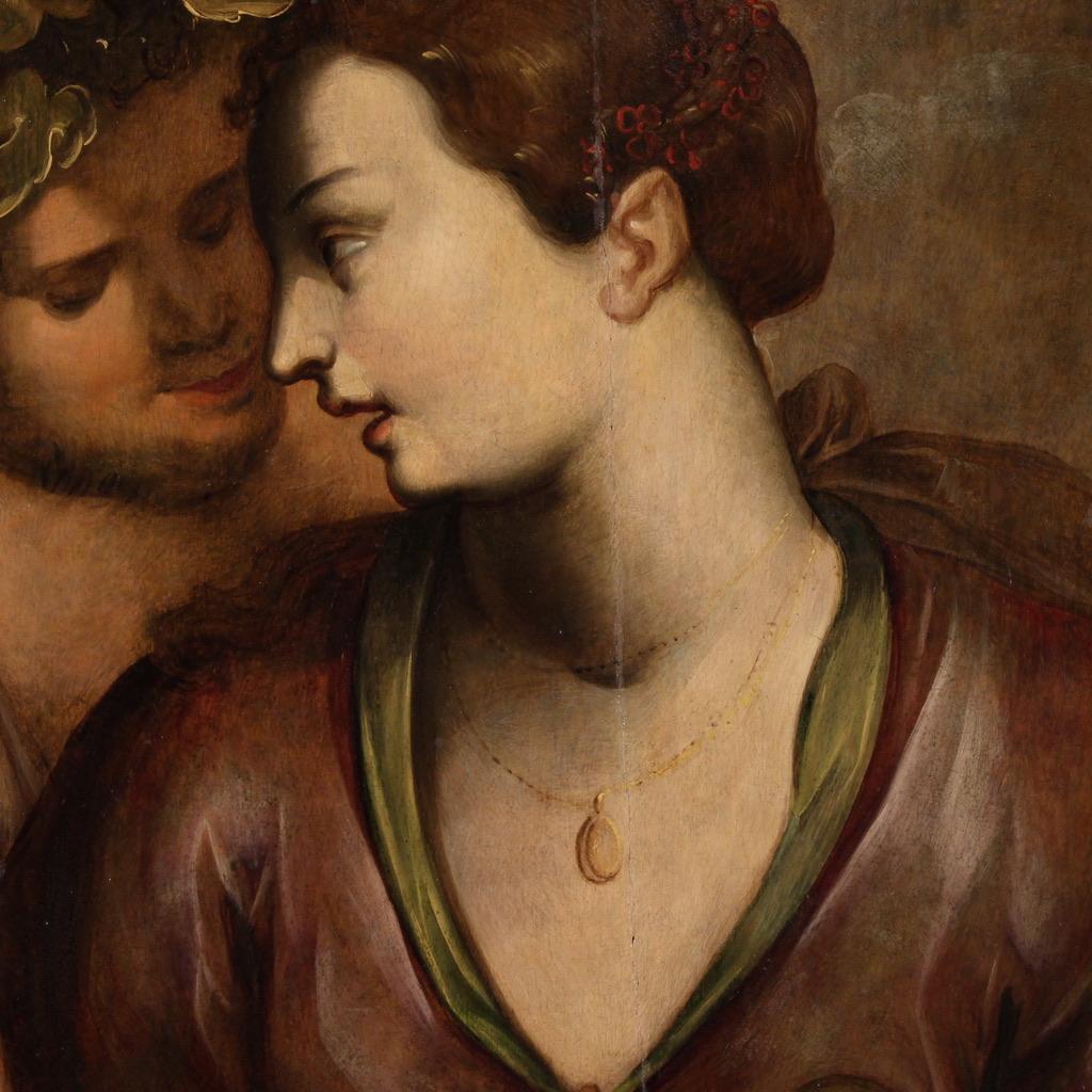 17th Century Oil on Panel Flemish Mythological Painting Bacchus and Ariadne 1620 For Sale 8