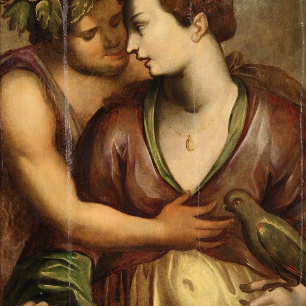 17th Century Oil on Panel Flemish Mythological Painting Bacchus and Ariadne 1620 For Sale 1