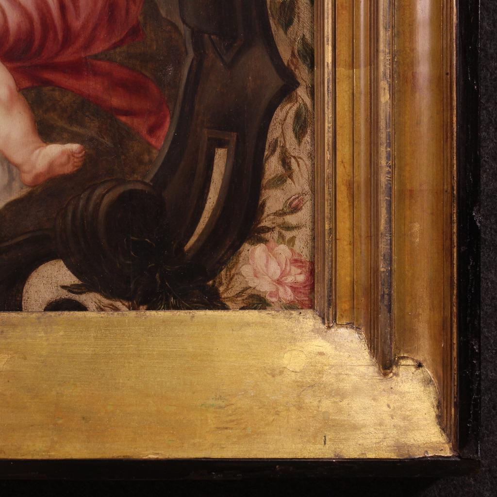 17. Jahrhundert Öl auf Platte Flämische religiöse Malerei Madonna mit Kind, 1670 im Angebot 9